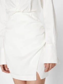 Long Sleeve Twist Mini Dress -- Off White -Chic Attire Store LWWD0713 OFFWHITE FRSP23EC II WOMENS DAY 02 0011HR
