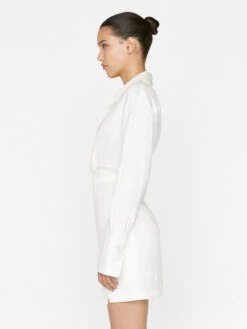 Long Sleeve Twist Mini Dress -- Off White -Chic Attire Store LWWD0713 OFFWHITE FRSP23EC II WOMENS DAY 02 0016HR