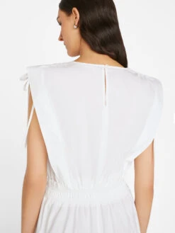 Cinched Shoulder Midi Dress -- Blanc -Chic Attire Store LWWD0746 BLANC FRSU23EC II WOMENS DAY 02 0314HR