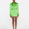 Strong Shoulder Mini Dress -- Bright Peridot -Chic Attire Store LWWD2708 BRIGHT PERIDOT FRSU23EC WOMENS DAY 04 0577HR