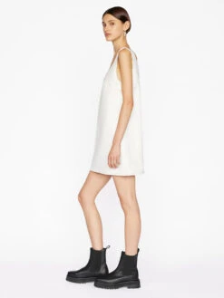 Micro Flare Denim Dress -- Ecru -Chic Attire Store MFDDR728 ECRU 0355 1