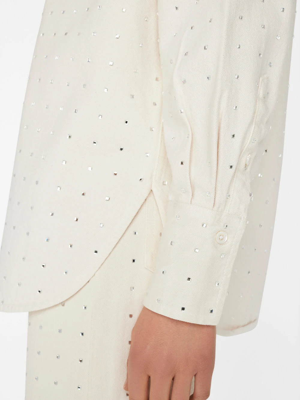 Oversized Rhinestone Shirt -- Bone 8 Oversized Rhinestone Shirt -- Bone - Image 6