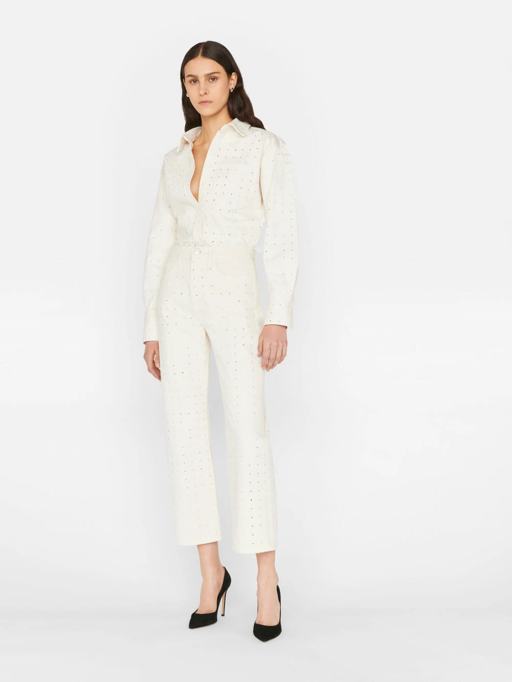 Oversized Rhinestone Shirt -- Bone 4 Oversized Rhinestone Shirt -- Bone - Image 2