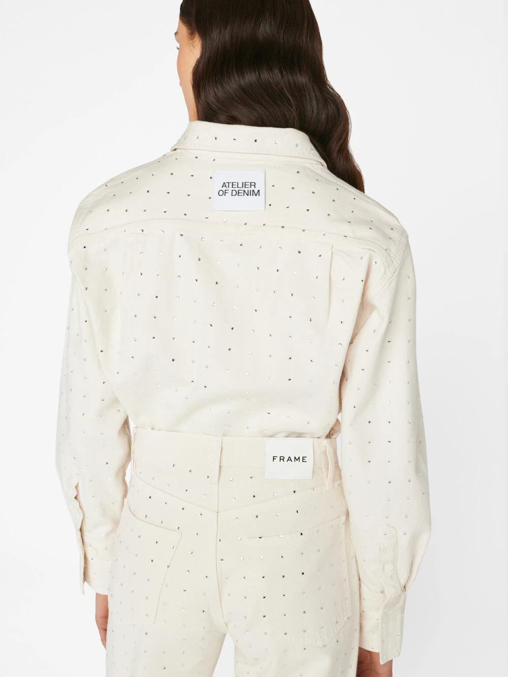 Oversized Rhinestone Shirt -- Bone 7 Oversized Rhinestone Shirt -- Bone - Image 5