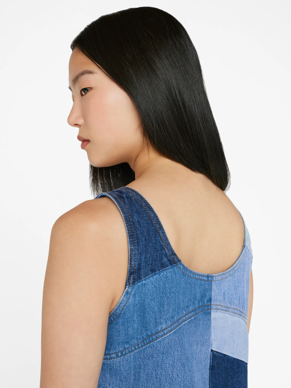 Patchwork Micro Flare Denim Dress -- Blue Compilation 4 Patchwork Micro Flare Denim Dress -- Blue Compilation - Image 2