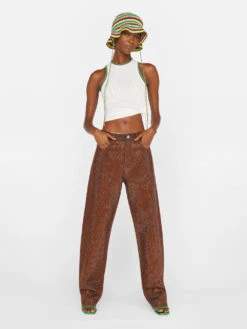 Crystal Slouchy Straight Leg Jean -- Chocolate Brown 21 Crystal Slouchy Straight Leg Jean -- Chocolate Brown -Chic Attire Store SSSTL728 CHOCOLATE BROWN FRSU23EC WOMENS DAY 05 0907HR